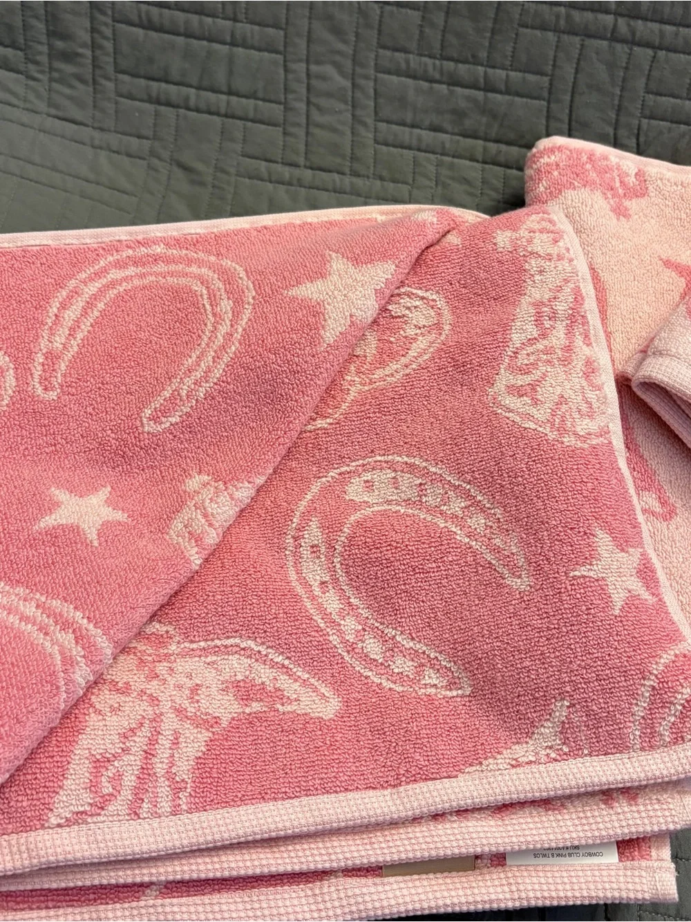 Wrangler Horseshoe Bath Towel Set of 2 & Hand Towels Pink Cowboy Western NWT